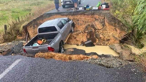 While driving at 70kph down a hill in Waikato, a driver and his ute took a dramatic crash landing straight into a ditch.