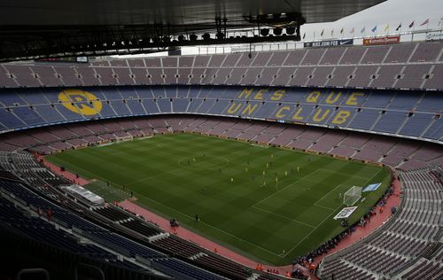 The teams played in an empty stadium. (AP)