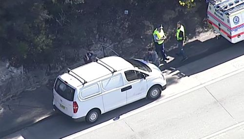 Police have set up a crime scene and closed down the northbound lane of the M1 Motorway. Picture: 9NEWS