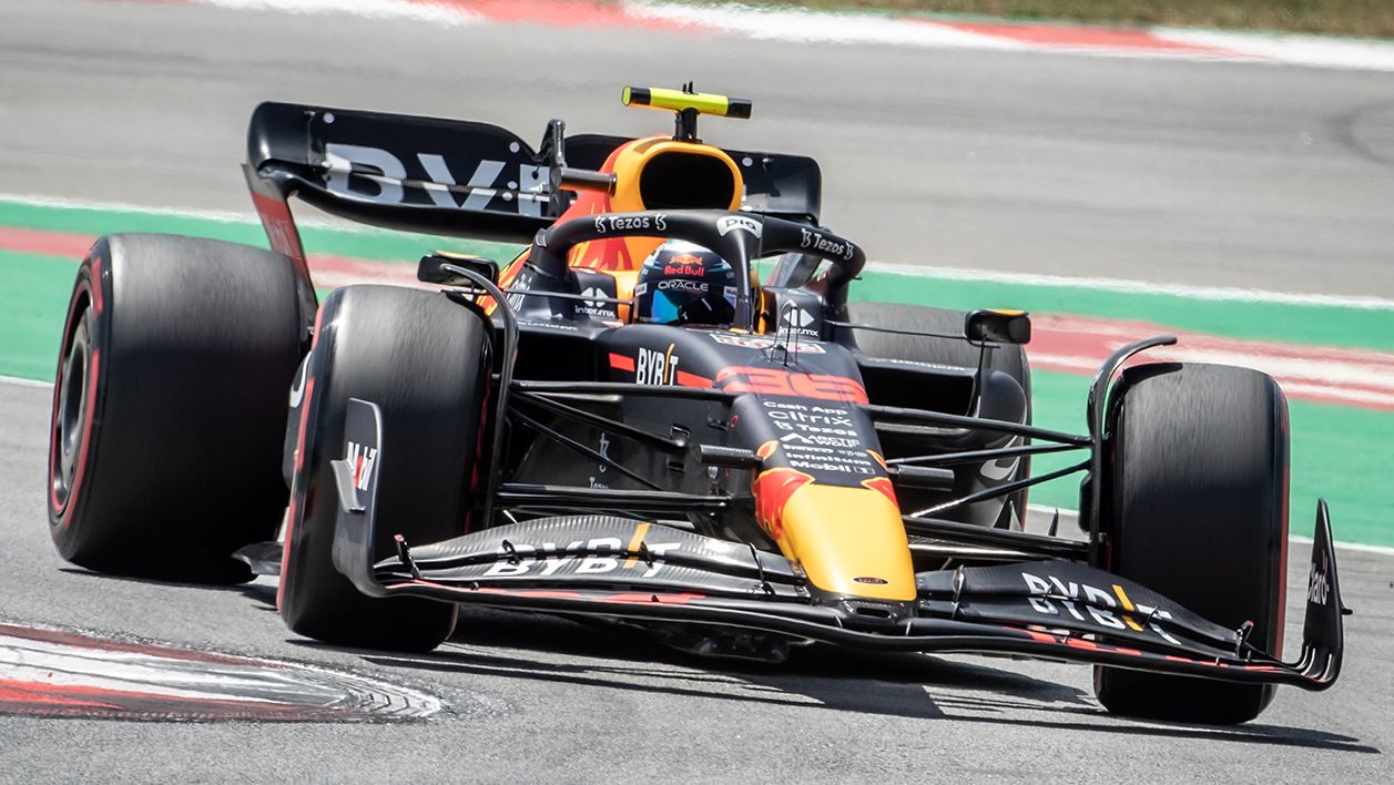 Juri Vips driving for Red Bull during free practice in Spain earlier this year.