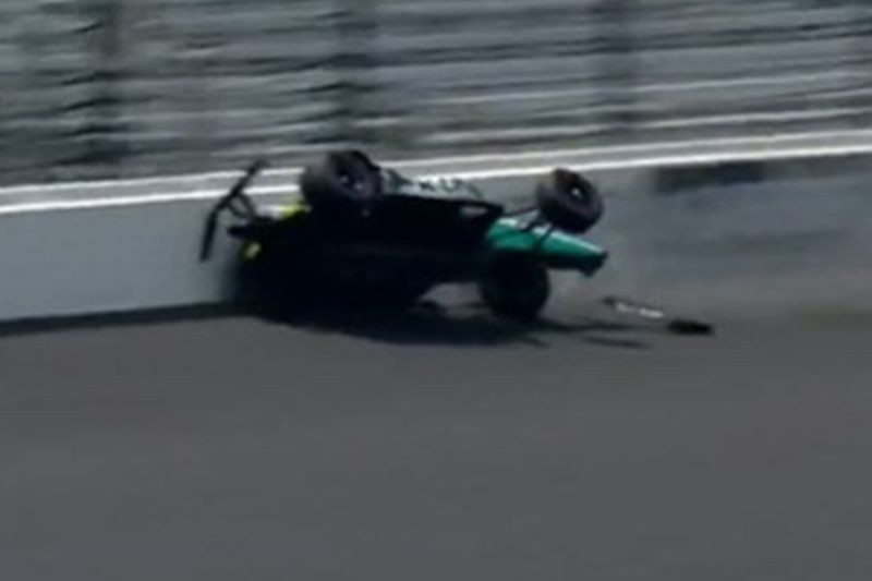 Dalton Kellett crashes during practice for the Indy 500.