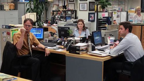 Uma cena da comédia de TV americana The Office.