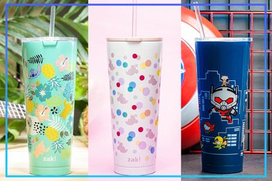 9PR: Zak Designs Themed Stainless Steel Travel Tumbler, 739mL, Lilo and Stitch, Minnie Mouse and Avengers