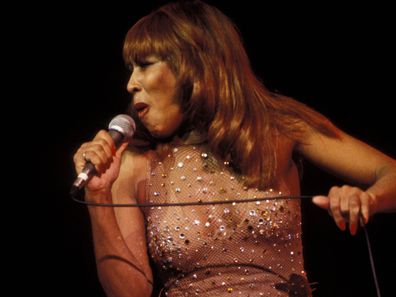 Tina Turner performs live on stage at Hammersmith Odeon in London during one date of her 'Wild Lady of Rock' tour, March 1979. 