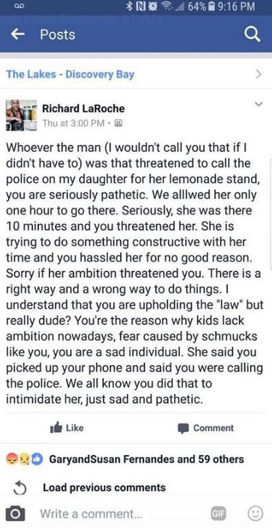 Man Threatens to Call Police on Girl Who Set Up Lemonade Stand