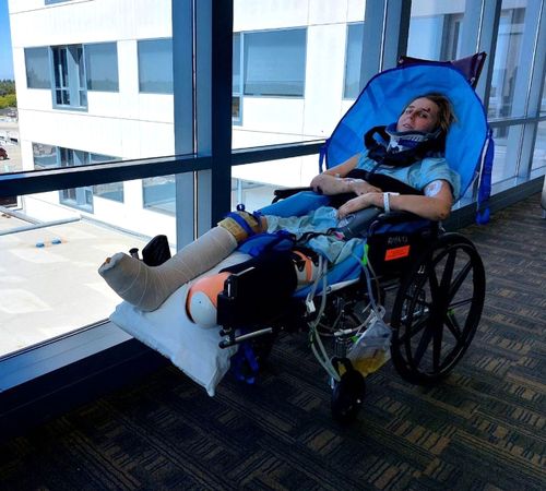 NZ climber Anna Parsons sits in a wheelchair in California.