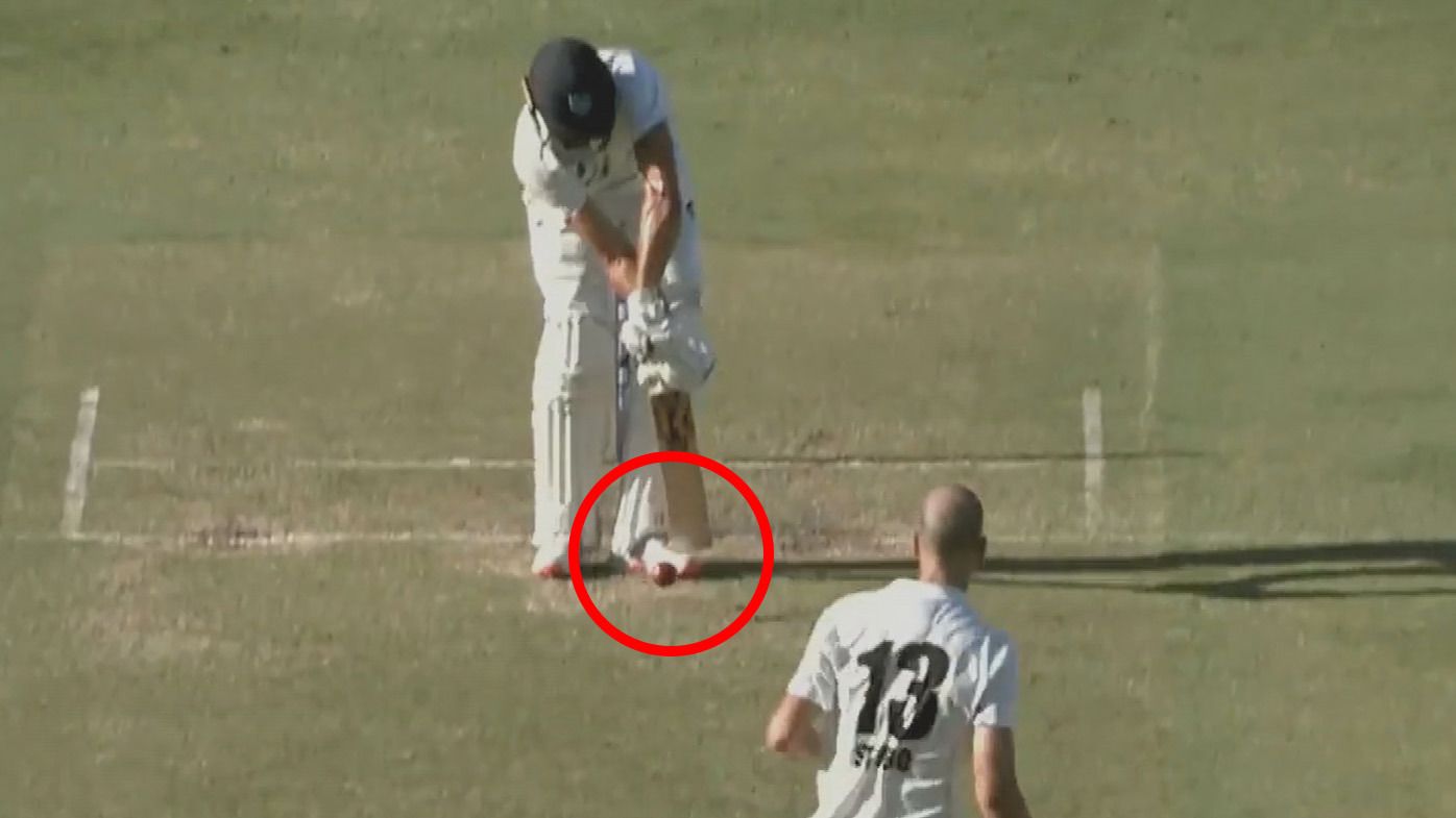 NSW batter Chris Green was given not out for obstructing the field after playing a throw at his stumps with his bat late on day two of the Sheffield Shield clash against WA at the WACA.
