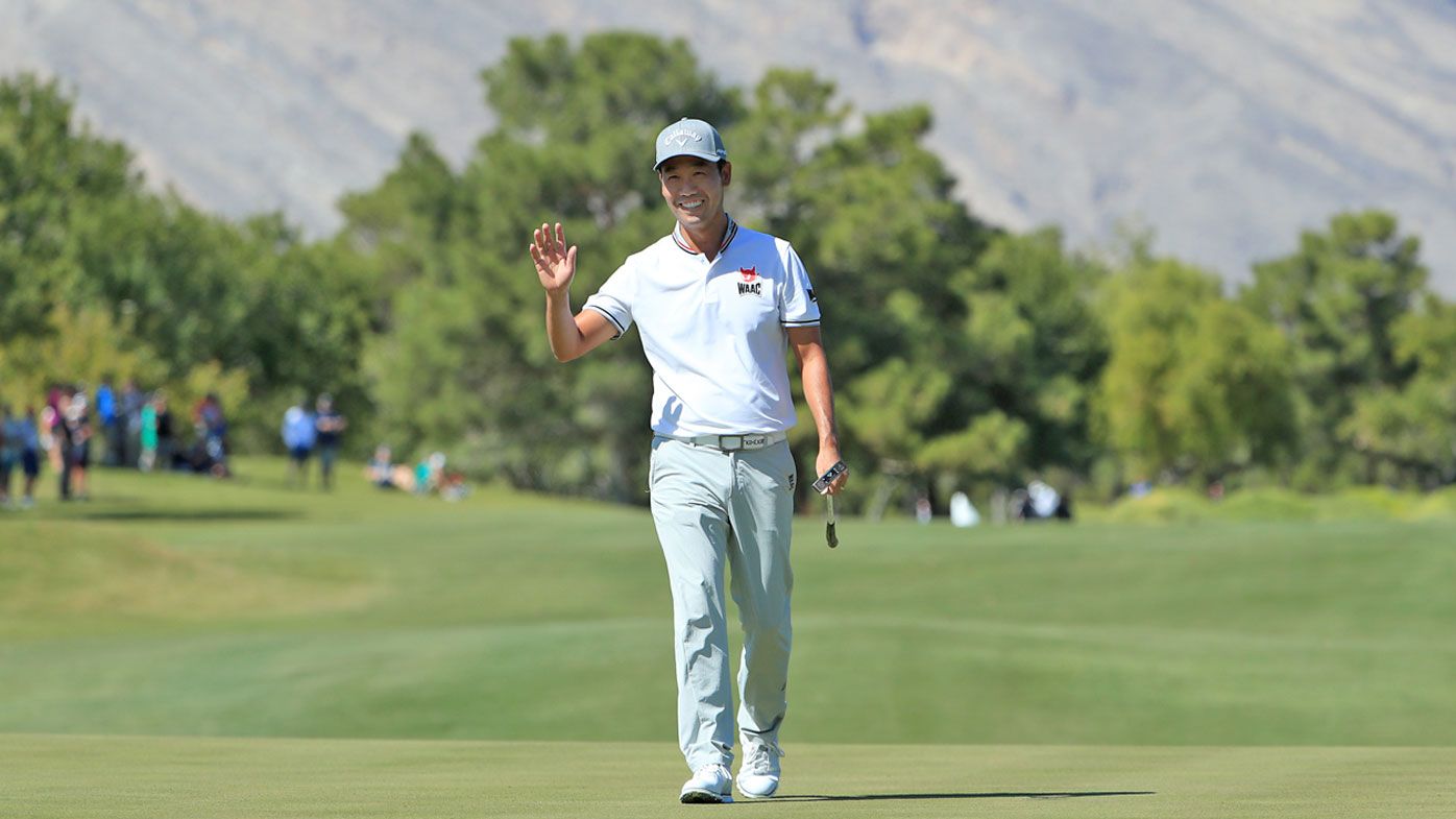 Kevin Na reacts after a putt on the first green during the second round of the Shriners Hospitals for Children Open 