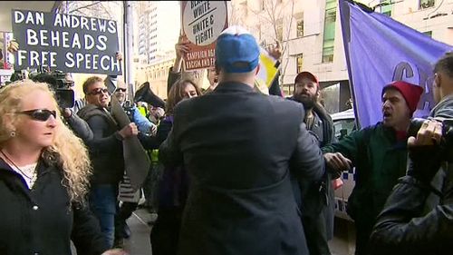 Anti-racism protesters. (9NEWS)