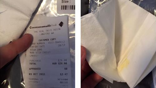 Sydney man buys new pair of pants online only to find used napkin and receipt in pocket