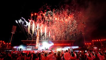 Fireworks go off as Ozzy Osbourne performs on stage during the Closing Ceremony for the 2022 Commonwealth Games at the Alexander Stadium in Birmingham. Picture date: Monday August 8, 2022. (Photo by David Davies/PA Images via Getty Images)