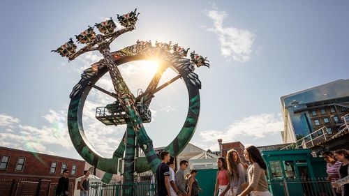 The ride opened late last year, and features unique rotating arms. (Movie World)