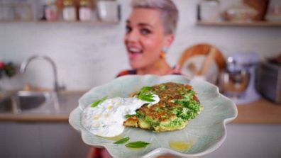 Jane de Graaff's broccolini, pea and soft herb fritters are meat free and delicious 