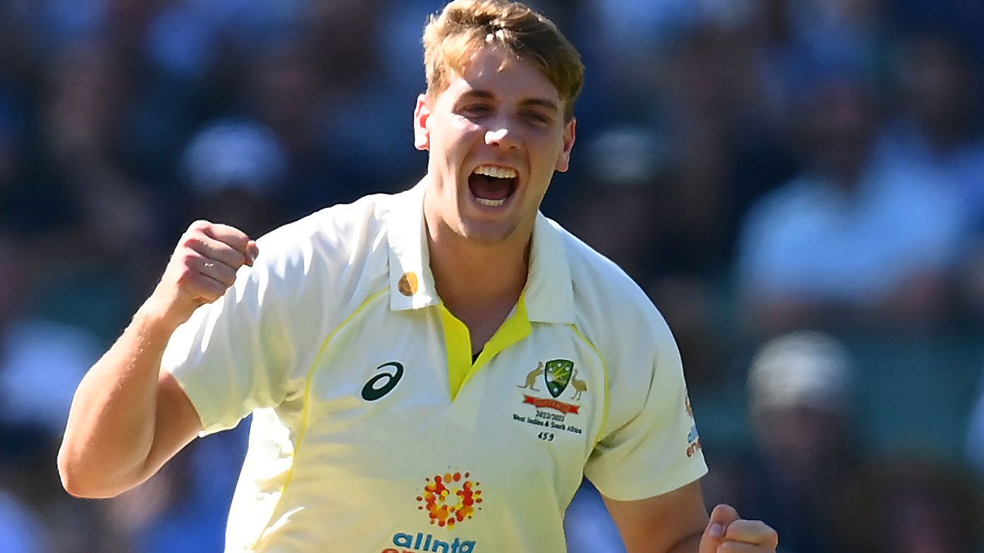 MELBOURNE, AUSTRALIA - DECEMBER 26: Cameron Green of Australia celebrates a wicket during day one of the Second Test match in the series between Australia and South Africa at Melbourne Cricket Ground on December 26, 2022 in Melbourne, Australia. (Photo by Quinn Rooney/Getty Images)