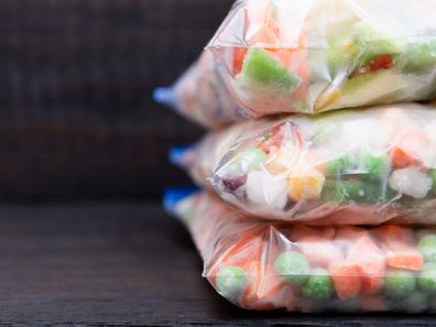 Frozen vegetables in a bag