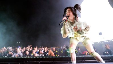INDIO, CALIFORNIA - APRIL 16: Billie Eilish performs onstage at the Coachella Stage during the 2022 Coachella Valley Music And Arts Festival on April 16, 2022 in Indio, California. (Photo by Kevin Mazur/Getty Images for Coachella)