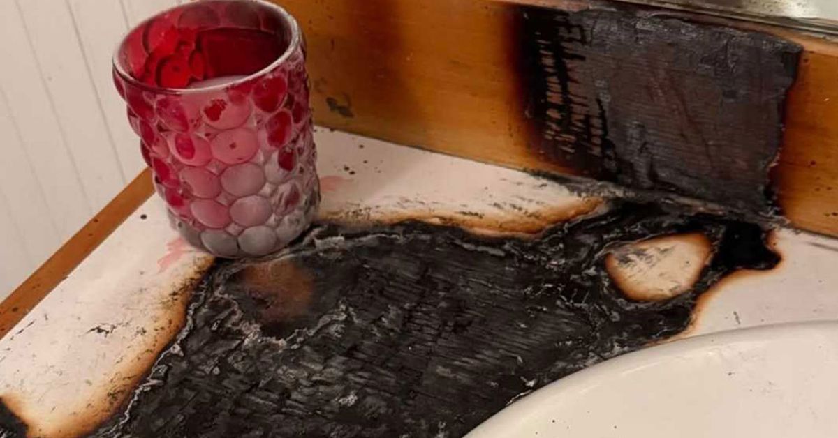 Sabrina Carpenter reveals fire damaged bathroom after accidental blaze