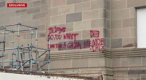 The message allegedly scrawled on the sandstone walls of the Australian War Memorial in Canberra on June 14