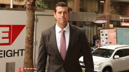 Ben Roberts-Smith arrives at court for day two of his defamation trial.