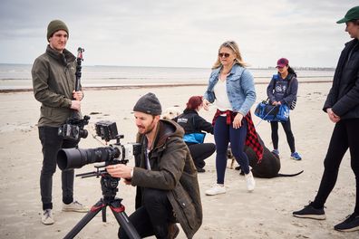 Director Taryn Brumfitt and crew behind the scenes at Largs Bay