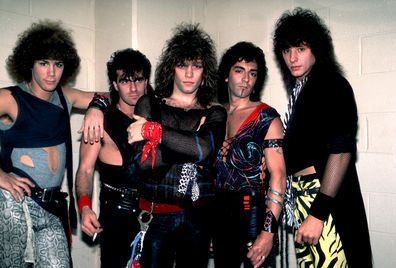 Bon Jovi (from left) David Bryan, Tico Torres, Jon Bon Jovi, Alec John Such and Richie Sambora. at the Rosemont Horizon in 1984 in Rosemont, Illinois. 