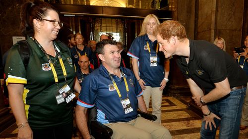 Prince Harry meets Garry Robinson and his wife Katrinaas during the Invictus Games. (Getty Images)