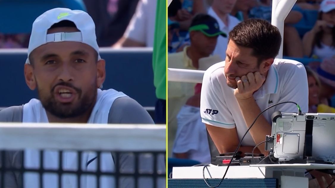 Nick Kyrgios' booed, effort questioned in loss to Taylor Fritz as running war with umpire takes over