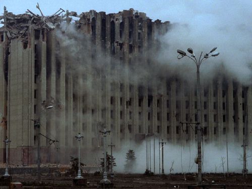 Chechnya's capital city, Grozny, shows the mark of months of fighting.