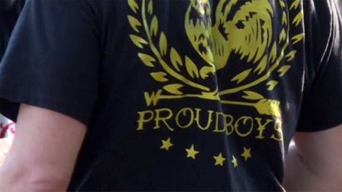 The Proud Boys are a far-right hate group associated with Donald Trump.