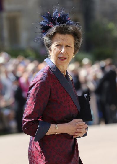 The Princess Royal arrives at St George's Chapel at Windsor Castle for the wedding of Meghan Markle and Prince Harry. 