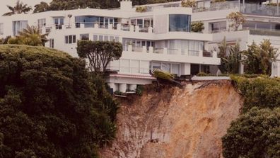 A home on St Stephen&#x27;s Rd Parnell sits on the edge of a large slip.