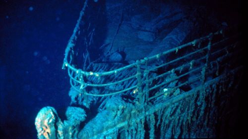 The bow of the Titanic, photographed during an early dive to the vessel in 1986.