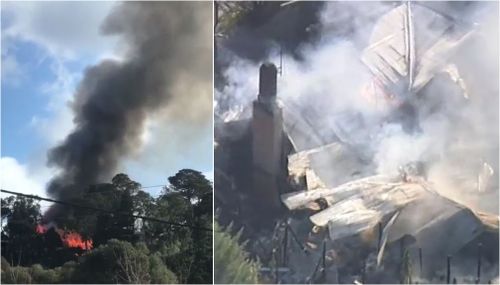 A home has been gutted by a massive fire that ripped through a property east of Melbourne. Picture: Supplied / 9NEWS