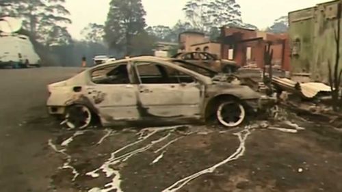 Molten metal from a car caught in the Lake Conjola blaze.