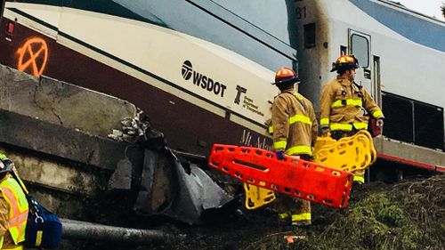 The train derailed just after 8am local time. (Pierce County Sheriff's Department)