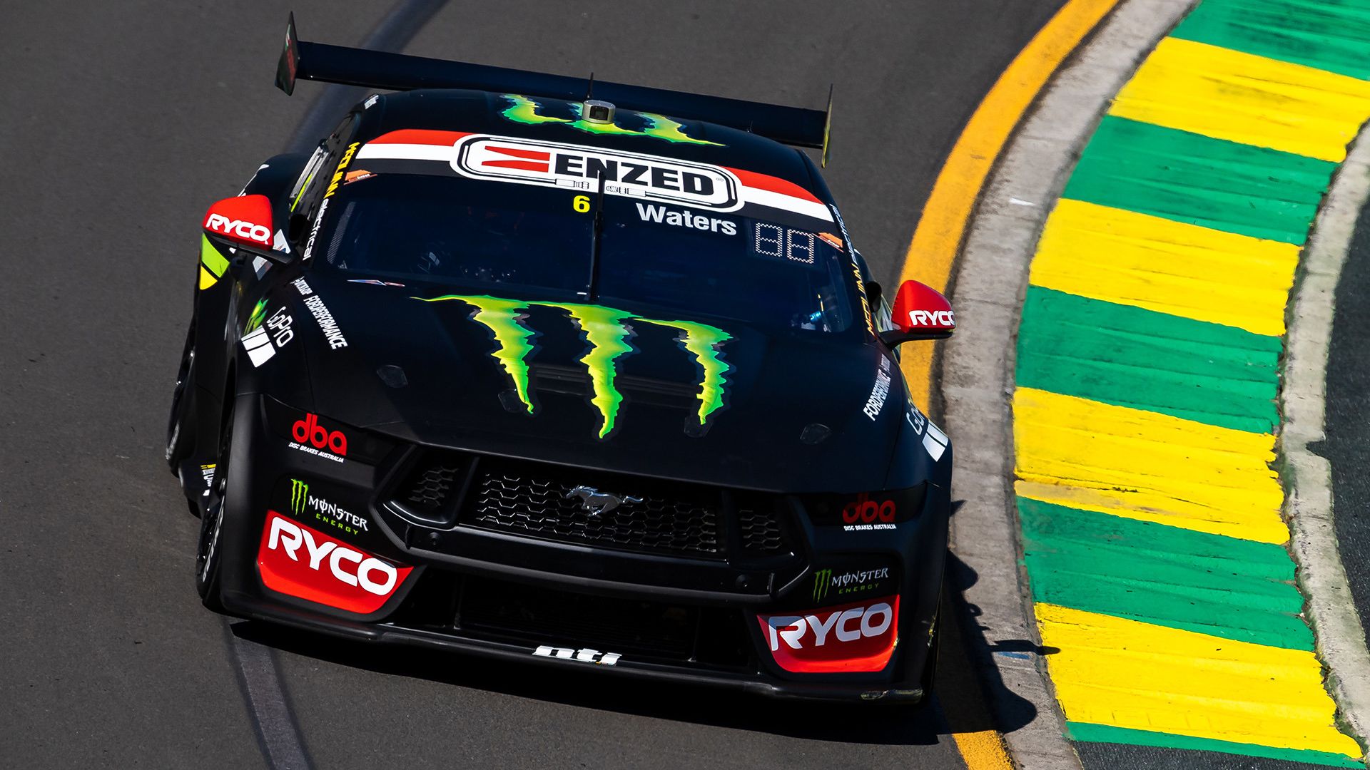 Cameron Waters driver of the Monster Energy Ford Mustang.