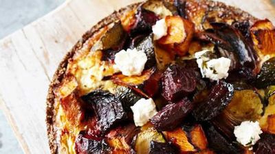 Recipe: <a href="http://kitchen.nine.com.au/2017/06/16/13/40/roast-vegetable-tart-with-quinoa-crust" target="_top">Roast vegetable tart with quinoa crust</a>