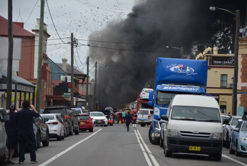 The crash caused thick smoke to spread across the small country town. Picture: AAP