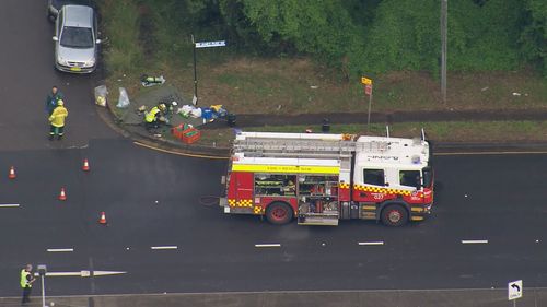 A chemical spill in Sydney's west has closed a major road during peak hour traffic.