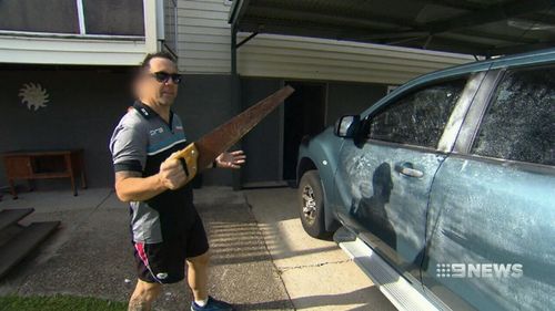 Mr Collins heard his wife scream and ran downstairs with a saw. (9NEWS)