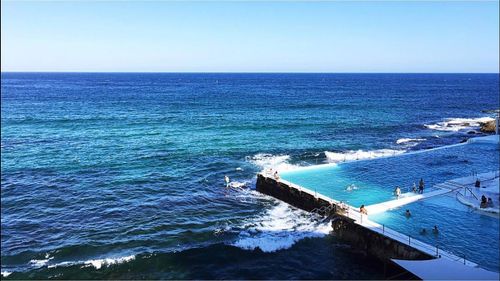 The view over the pool from Icebergs, in Bondi, Sydney. Picture: Supplied.