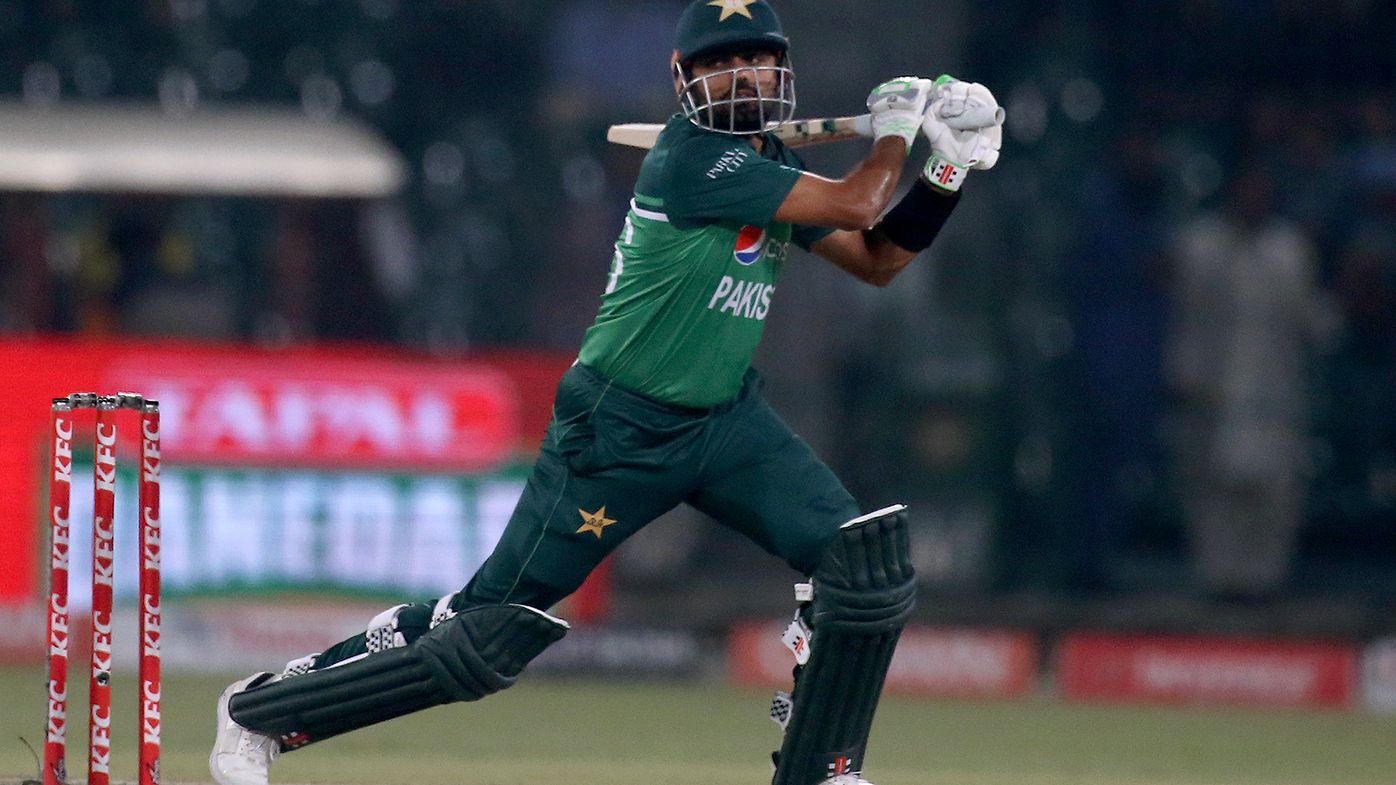 Pakistan&#x27;s Babar Azam bats during the second one day international cricket match against Australia at Gaddafi Stadium in Lahore.