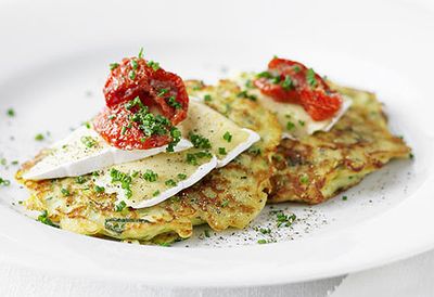 Zucchini pancakes with double brie