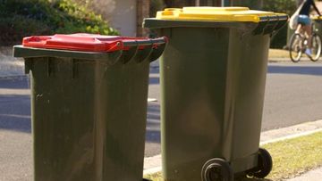 Australian rubbish bins on a suburban street
