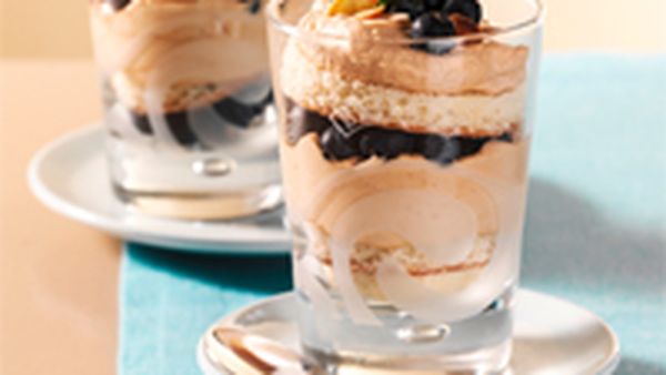 Baileys trifle with blueberries