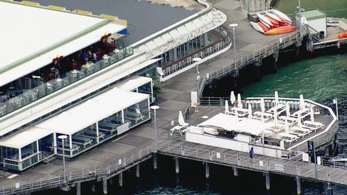 The Manly Wharf area - usually bustling - is deserted.