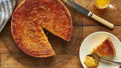 Orange chickpea cake with spiced syrup