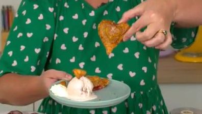 Air-fryer berry filled pastry hearts are quick and easy