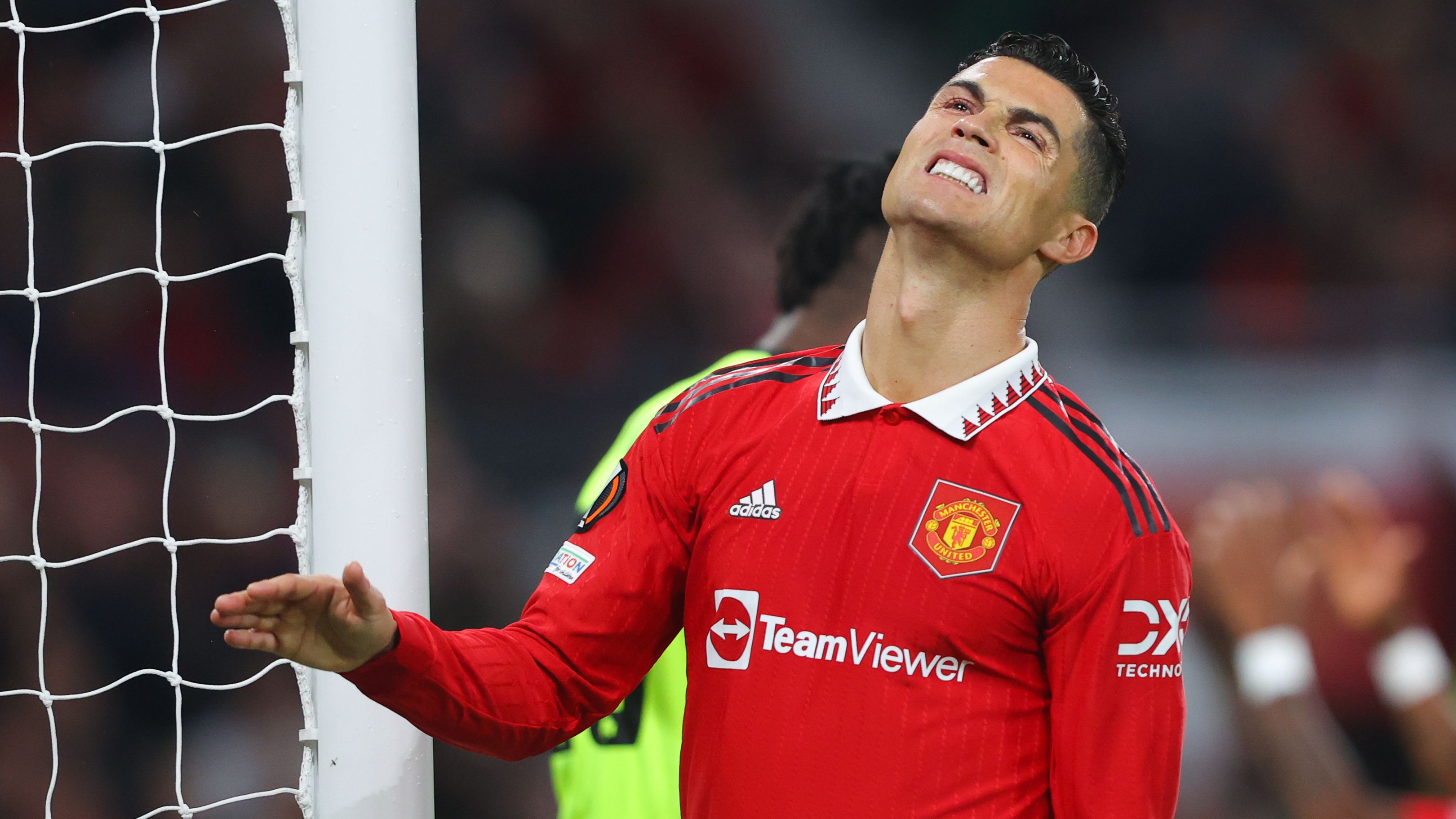 Cristiano Ronaldo of Manchester United looks dejected.