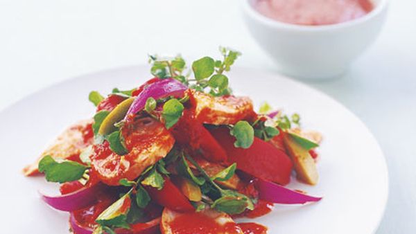 Fish and lobster salad with tomato-cumin dressing